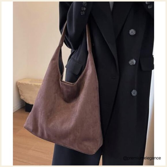 Medium Slouchy Tote Bag Faux Leather Shoulder Bag Hobo Work Travel - Picture 3 of 7